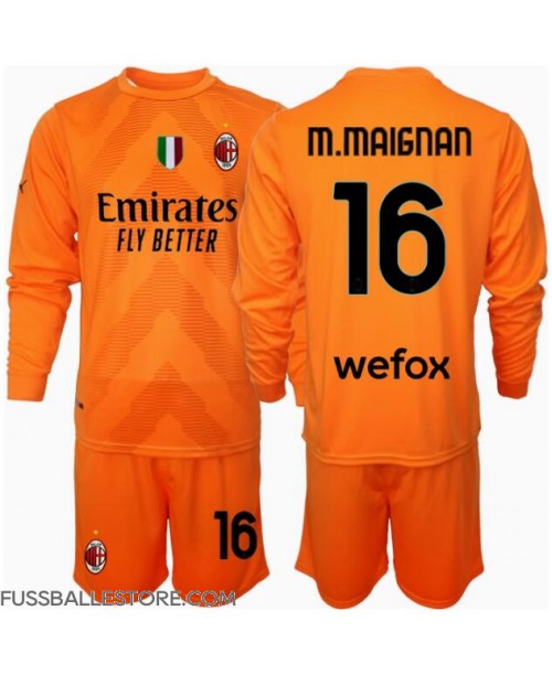 Günstige AC Milan Mike Maignan #16 Torwart Auswärts Trikotsatzt Kinder 2024-25 Langarm (+ Kurze Hosen)